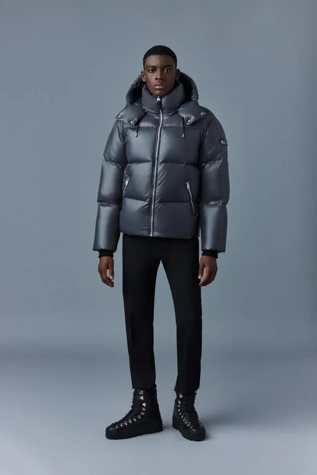 Puffer Men Mackage KENTZ Lustrous Down Jacket With Hood Sapphire