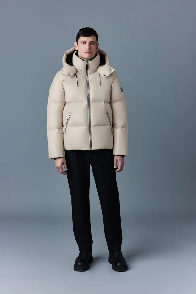 Puffer Men Mackage KENTZ Lustrous Down Jacket With Hood Sapphire