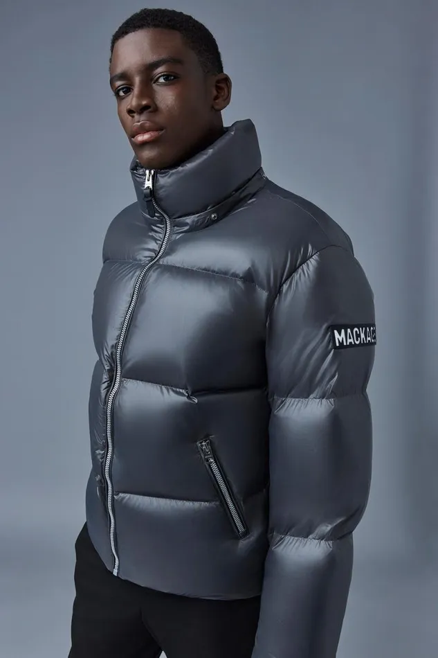 Puffer Men Mackage KENTZ Lustrous Down Jacket With Hood Sapphire