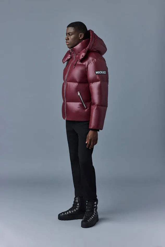 Puffer Men Mackage KENTZ Lustrous Down Jacket With Hood Sapphire