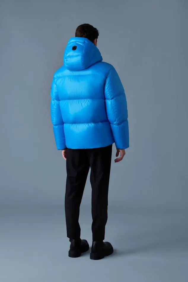 Puffer Men Mackage KENTZ Lustrous Down Jacket With Hood Sapphire