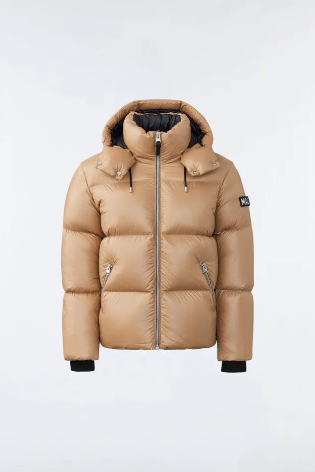 Puffer Men Mackage KENTZ Lustrous Down Jacket With Hood Sapphire