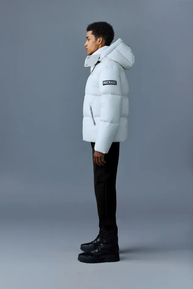 Puffer Men Mackage KENTZ Lustrous Down Jacket With Hood Sapphire