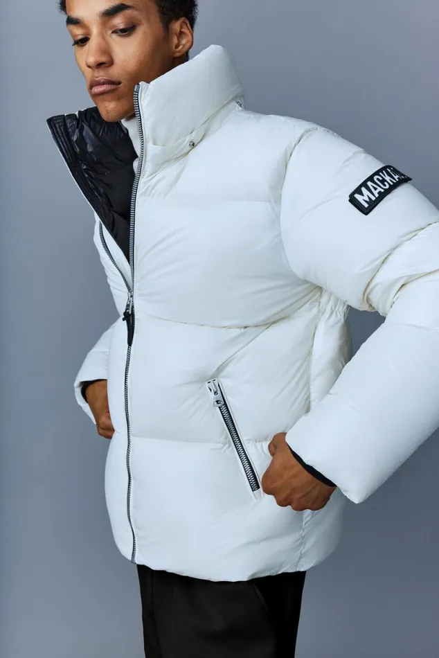 Puffer Men Mackage KENTZ Lustrous Down Jacket With Hood Sapphire