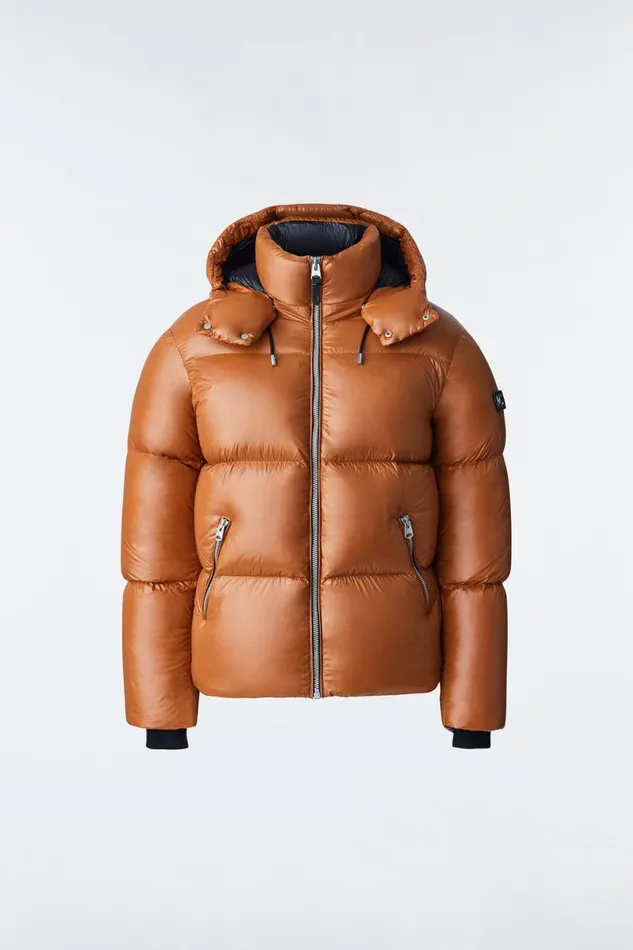 Puffer Men Mackage KENTZ Lustrous Down Jacket With Hood Sapphire