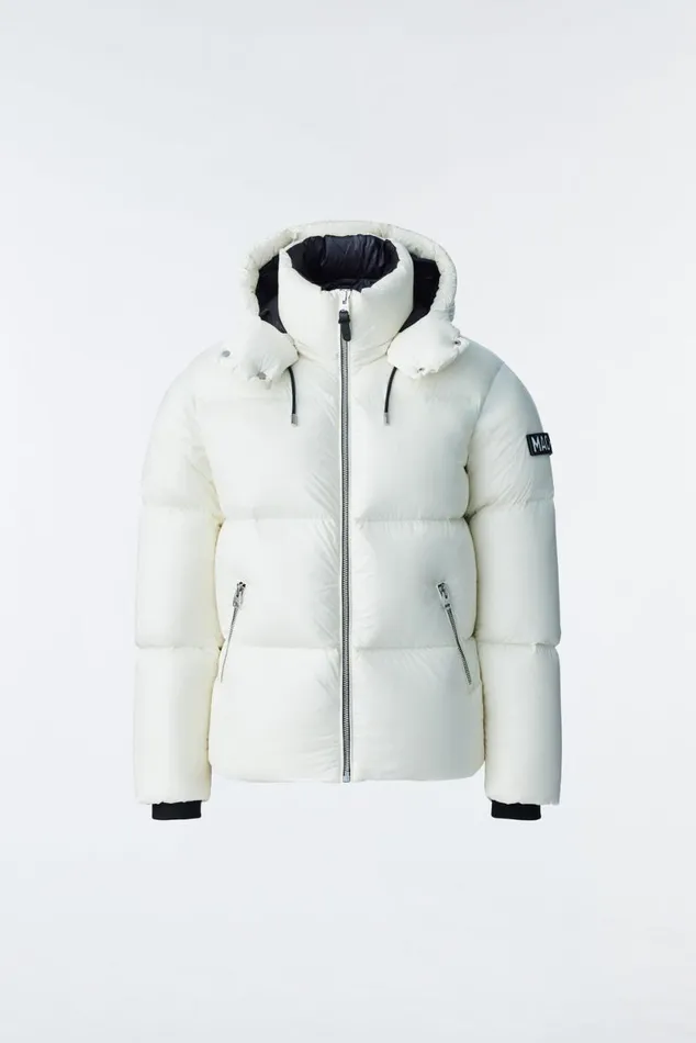 Puffer Men Mackage KENTZ Lustrous Down Jacket With Hood Sapphire