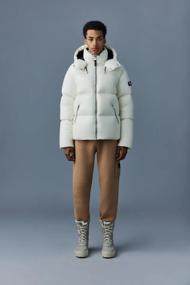 Puffer Men Mackage KENTZ Lustrous Down Jacket With Hood Sapphire