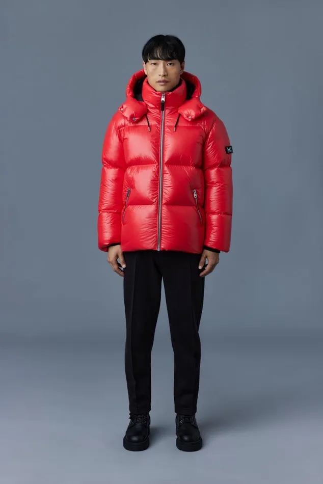 Puffer Men Mackage KENTZ Lustrous Down Jacket With Hood Sapphire