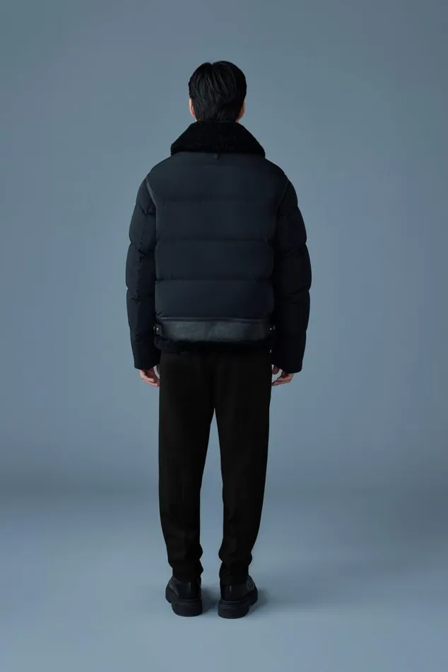 Puffer Men Mackage ROBERT Mixedmedia Shearling Down Jacket Black Puffer Men Mackage ROBERT Mixedmedia Shearling Down Jacket Black