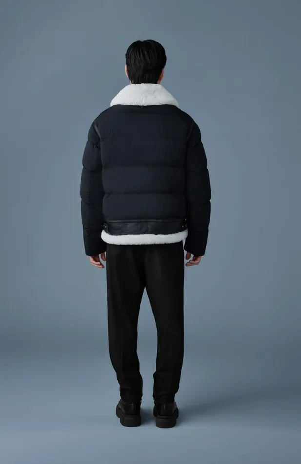 Puffer Men Mackage ROBERT Mixedmedia Shearling Down Jacket Black Puffer Men Mackage ROBERT Mixedmedia Shearling Down Jacket Black