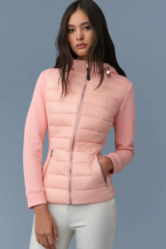 Puffers Women Mackage DELLAR Hybrid Jacket With Hood Cream