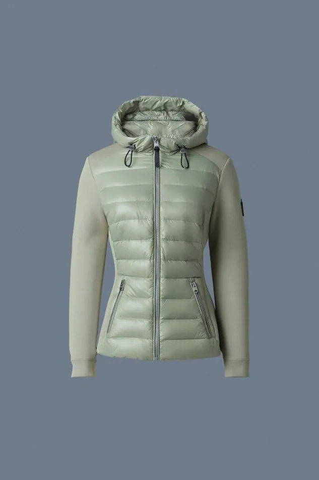 Puffers Women Mackage DELLAR Hybrid Jacket With Hood Cream