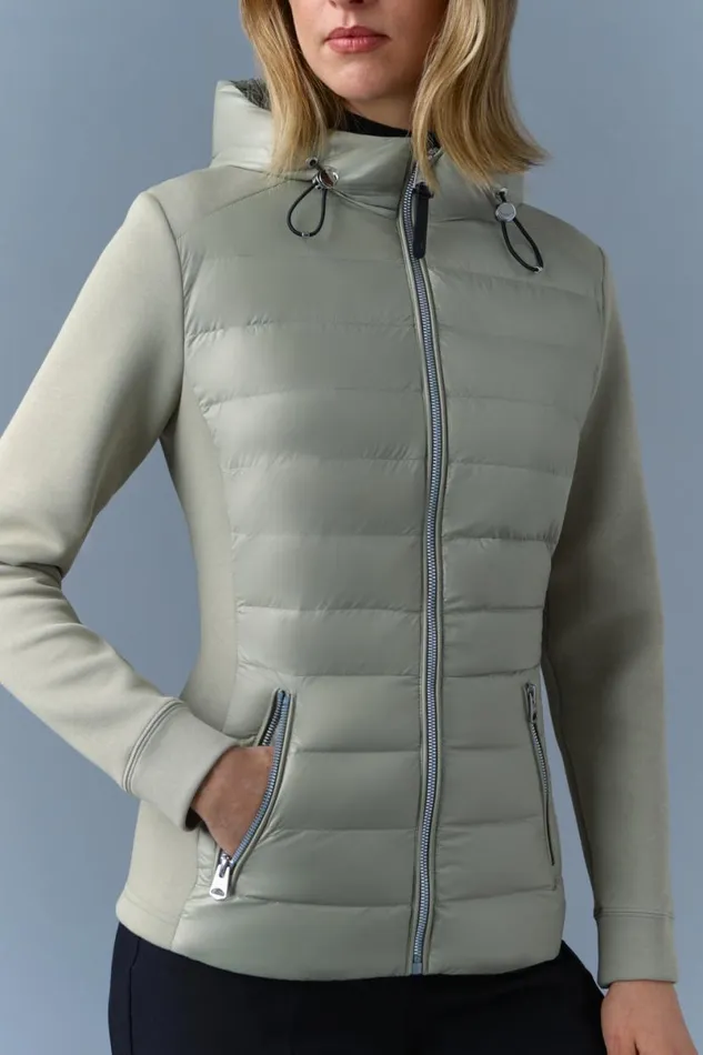Puffers Women Mackage DELLAR Hybrid Jacket With Hood Cream