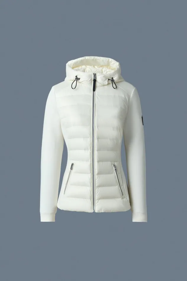 Puffers Women Mackage DELLAR Hybrid Jacket With Hood Cream
