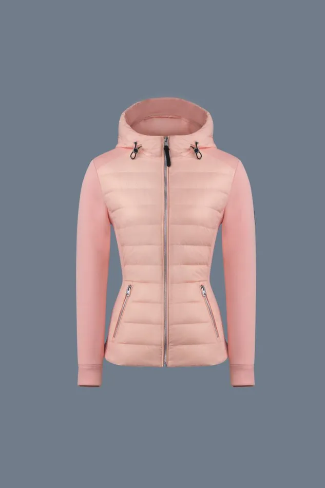 Puffers Women Mackage DELLAR Hybrid Jacket With Hood Cream