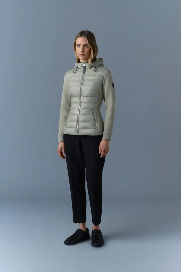 Puffers Women Mackage DELLAR Hybrid Jacket With Hood Cream