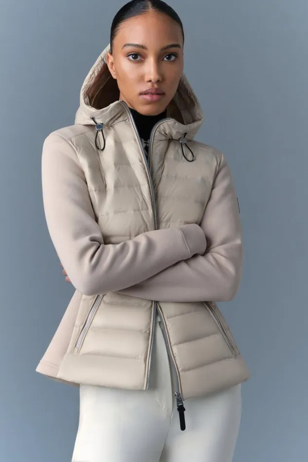 Puffers Women Mackage DELLAR Hybrid Jacket With Hood Cream