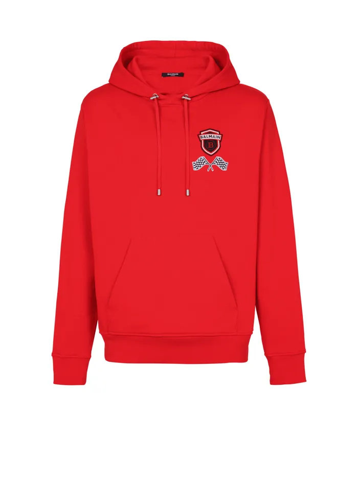 Racing Hoodie Red Men Balmain Sweatshirts