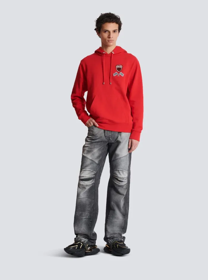 Racing Hoodie Red Men Balmain Sweatshirts