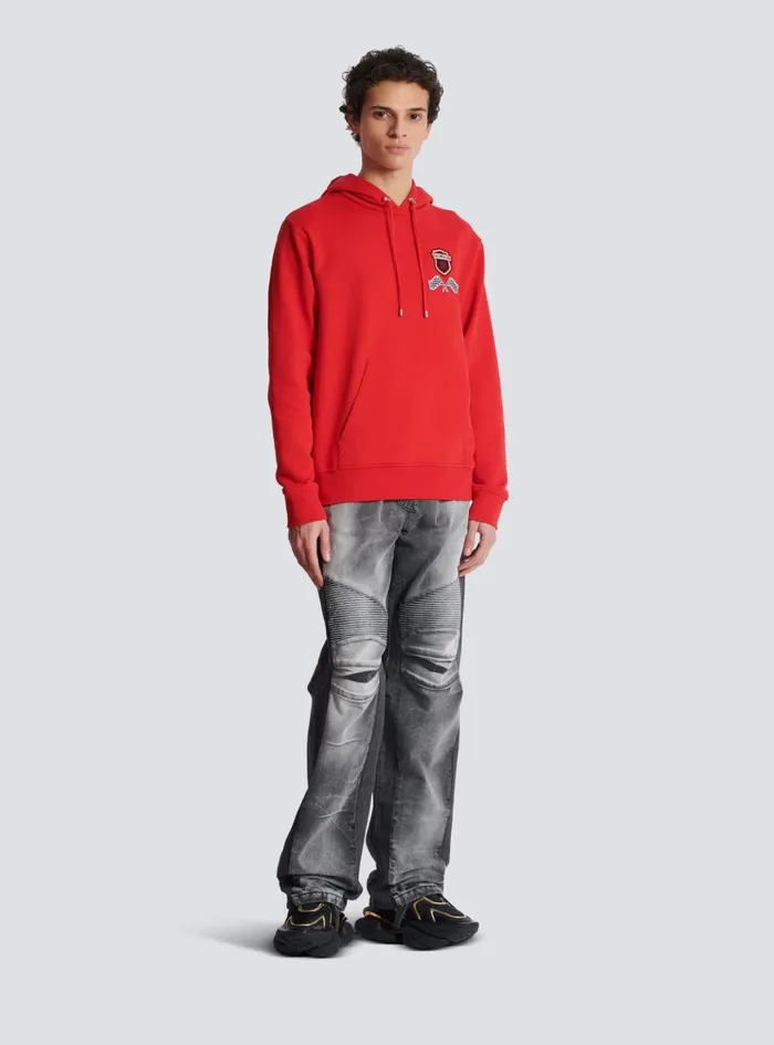 Racing Hoodie Red Men Balmain Sweatshirts