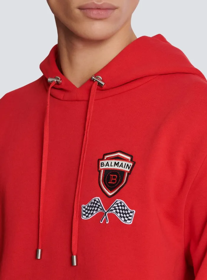 Racing Hoodie Red Men Balmain Sweatshirts