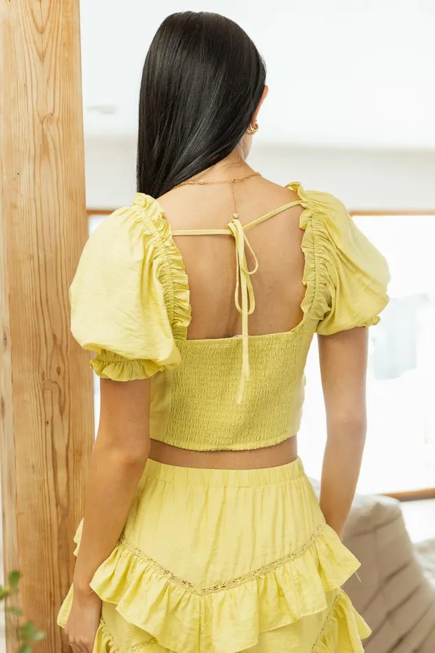 Raylee Crop Top In Yellow 8211 FINAL SALE Yellow Women Bohme Sets