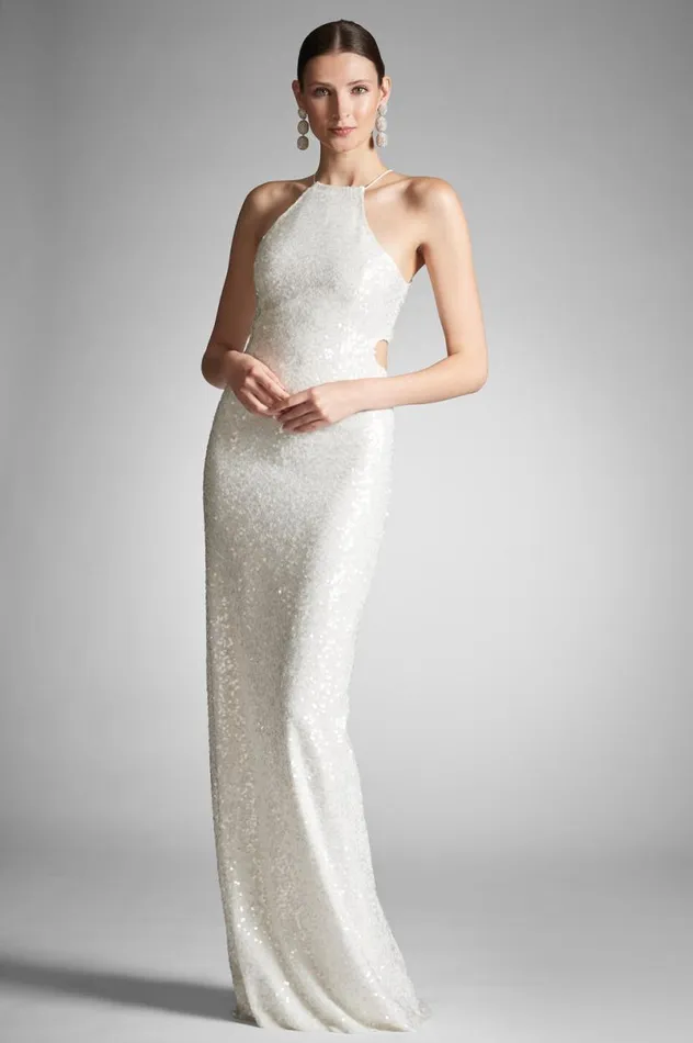 Reception Women Sachin and Babi Morgan Gown 8211 Ivory Sequins