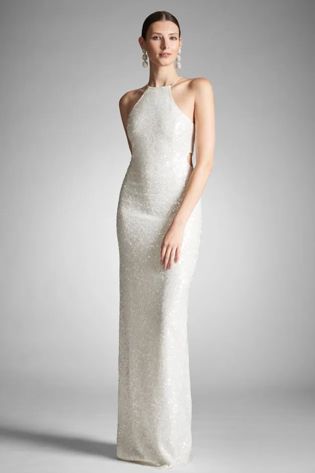 Reception Women Sachin and Babi Morgan Gown 8211 Ivory Sequins