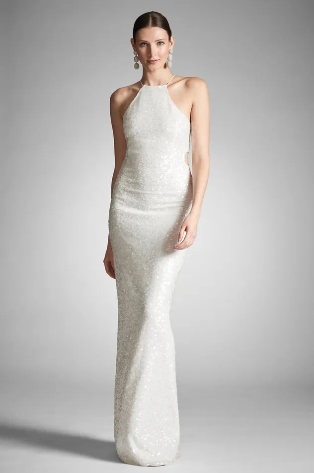 Reception Women Sachin and Babi Morgan Gown 8211 Ivory Sequins