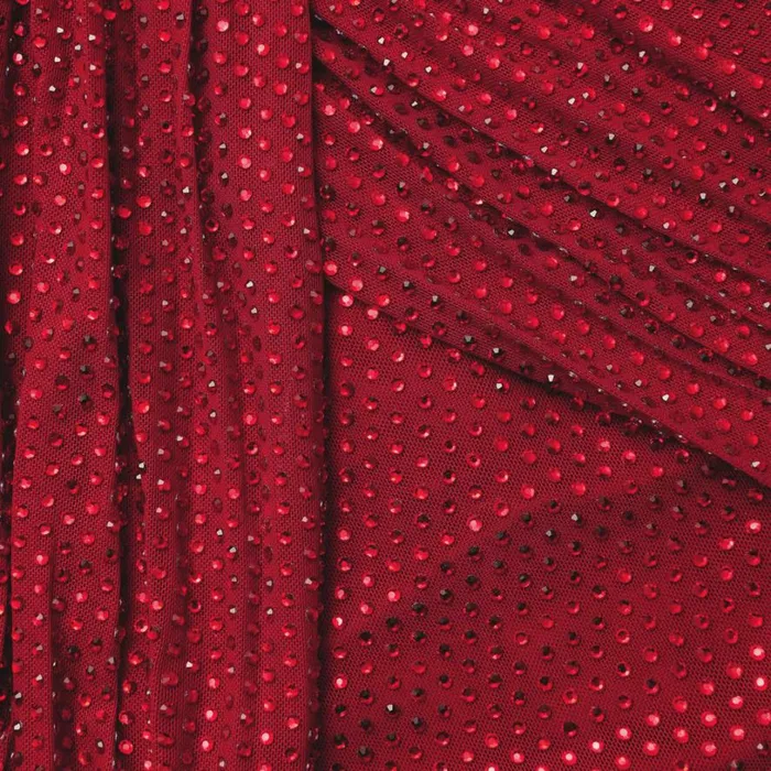 Red Rhinestone Mesh Maxi Dress Women Self Portrait Dresses
