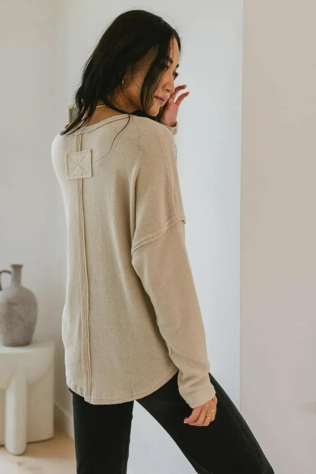 Reed VNeck Knit Top In Khaki Khaki Women Bohme Tops