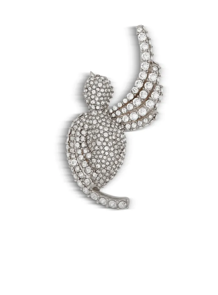 Rhinestone And Palladium Swallow Brooch Silver Women Balmain Fashion Jewelry