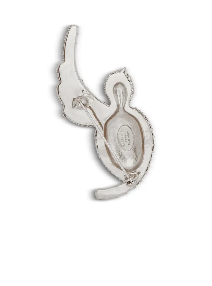 Rhinestone And Palladium Swallow Brooch Silver Women Balmain Fashion Jewelry