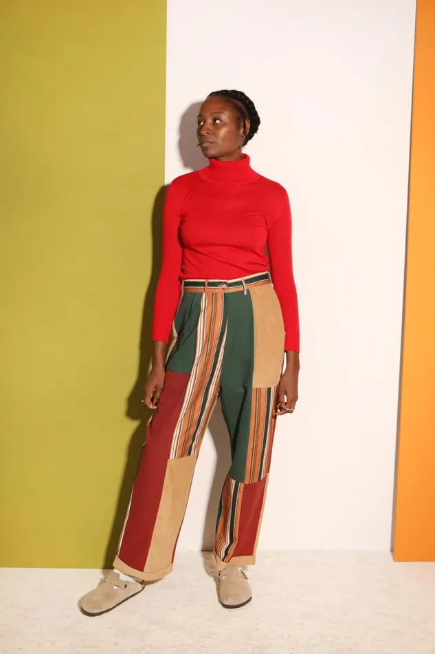 Rhode Trouser Patchwork Stripe Womens LF Markey Trousers