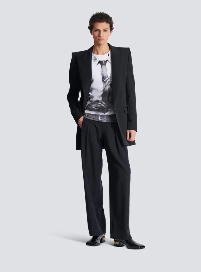 Ribbed Tank Top With Tie Print White Men Balmain TShirts