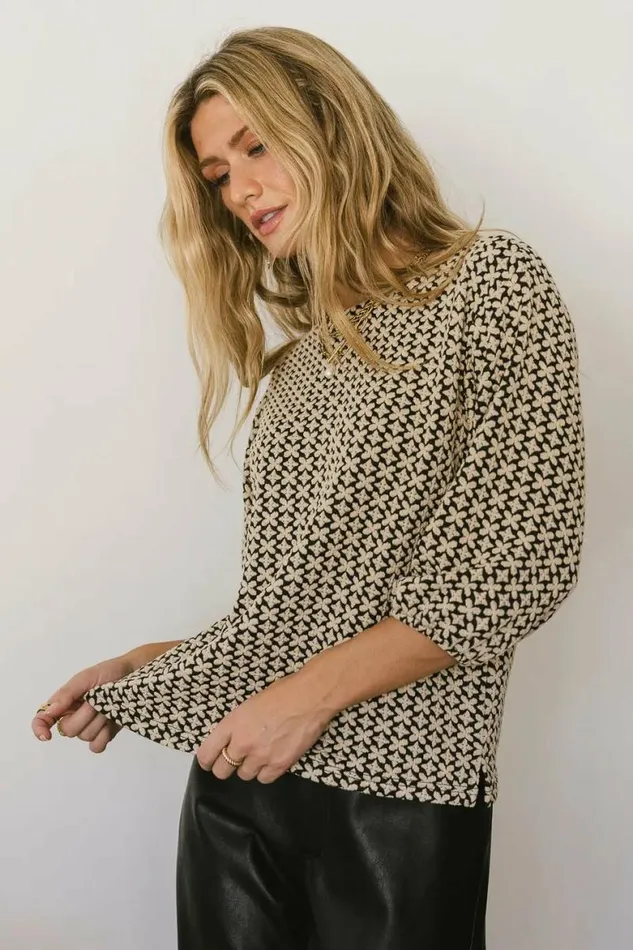 Robyn Printed Top Black Women Bohme Tops