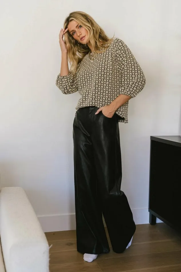 Robyn Printed Top Black Women Bohme Tops