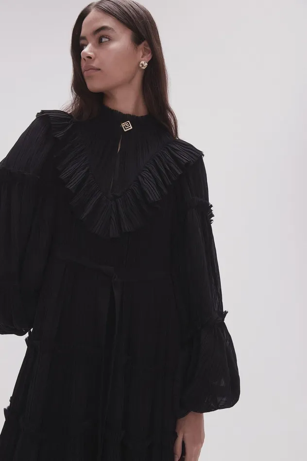 Robyn Tiered Midi Dress Black Women Aje Black Dresses
