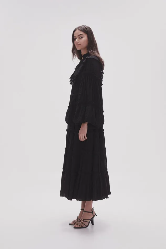 Robyn Tiered Midi Dress Black Women Aje Black Dresses