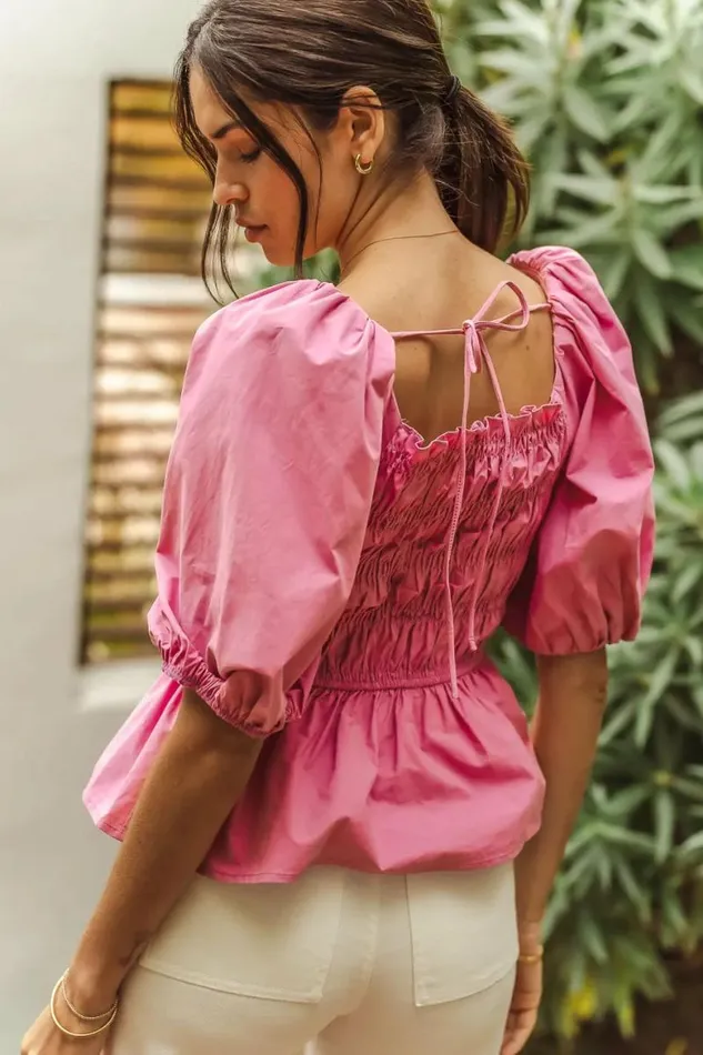 Rooney Peplum Top Pink Women Bohme Tops