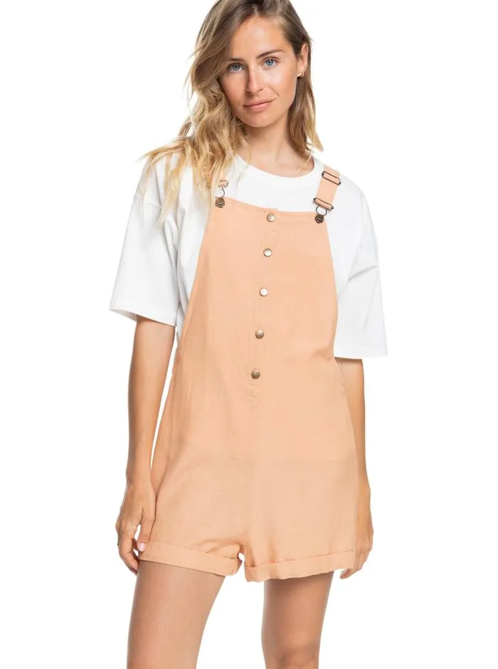 Roxy Dresses Back To Goodbye Short Overalls Toast 8211 Women