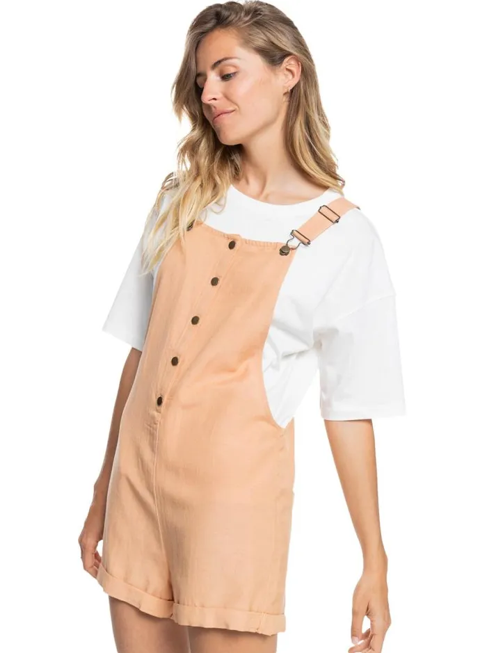 Roxy Dresses Back To Goodbye Short Overalls Toast 8211 Women Roxy Dresses Back To Goodbye Short Overalls Toast 8211 Women