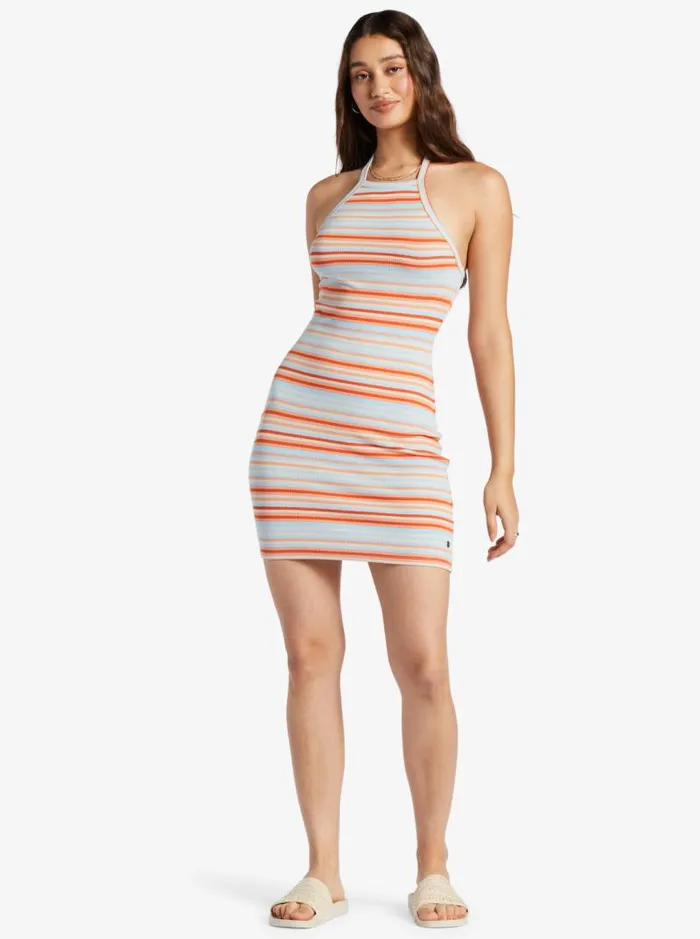 Roxy Dresses Retro Coast Halter Mini Dress Warm Sunset Stripe 8211 Women