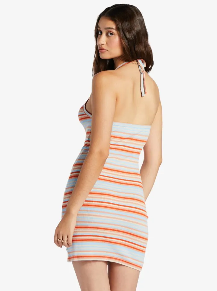 Roxy Dresses Retro Coast Halter Mini Dress Warm Sunset Stripe 8211 Women