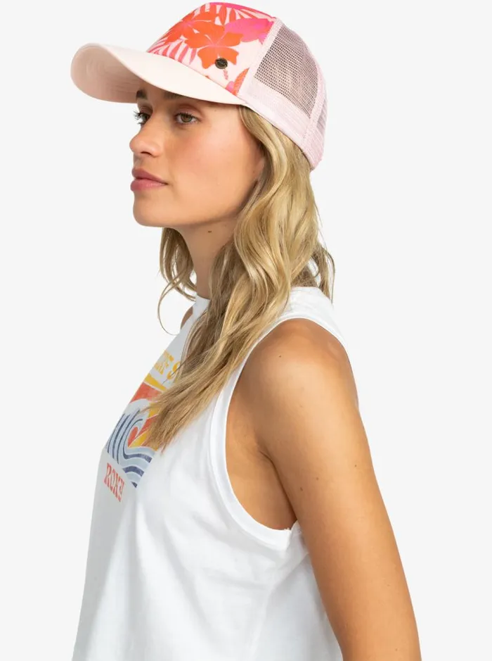 Roxy Hats Beautiful Morning Trucker Hat Pale Dogwood Lhibiscus 8211 Women