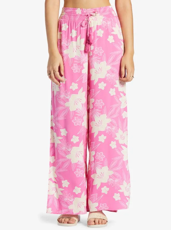 Roxy Pants and Jeans Tropical Rhythm Beachy Pants Shocking Pink Wild Oasis 8211 Women