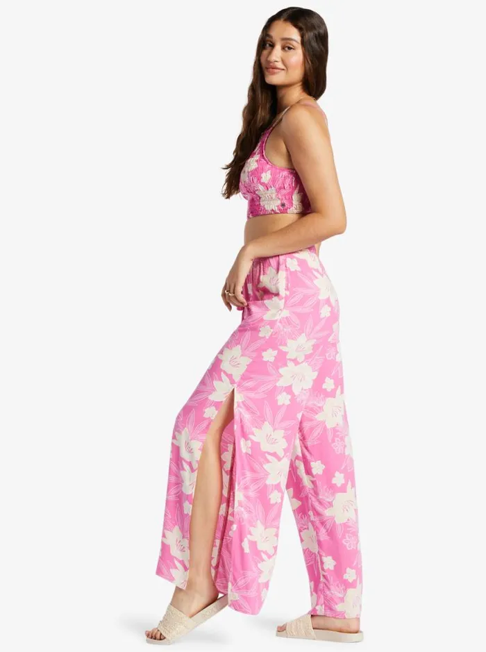 Roxy Pants and Jeans Tropical Rhythm Beachy Pants Shocking Pink Wild Oasis 8211 Women