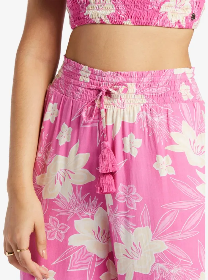Roxy Pants and Jeans Tropical Rhythm Beachy Pants Shocking Pink Wild Oasis 8211 Women