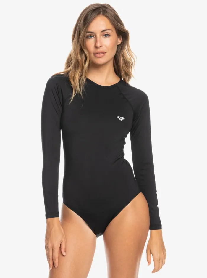 Roxy Rashguards New Essentials Long Sleeve OnePiece Swimsuit Anthracite 8211 Women