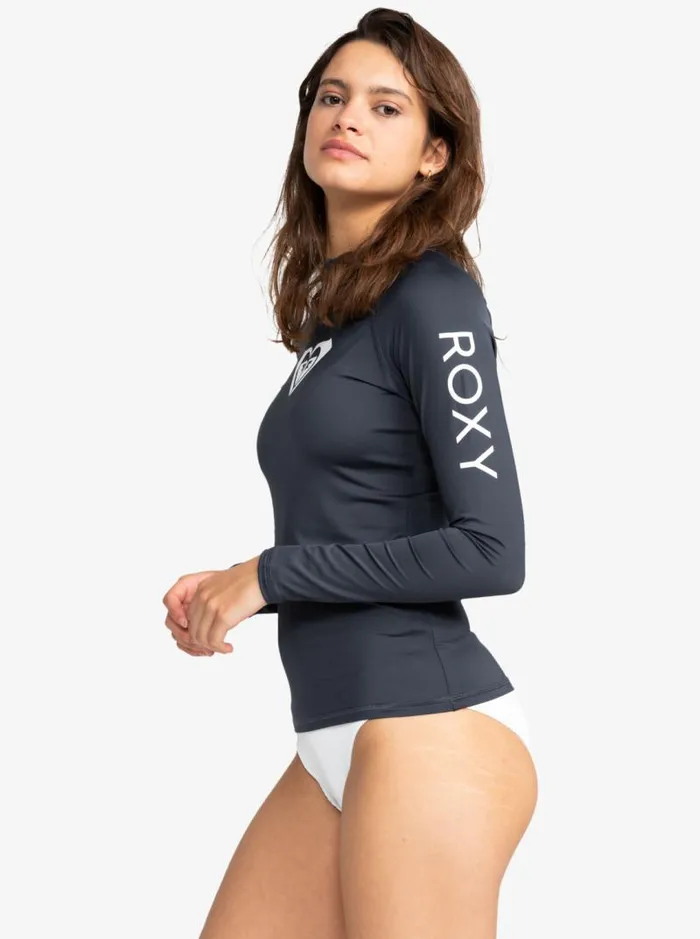 Roxy Rashguards Whole Hearted Long Sleeve UPF 50 Rashguard Blue Surf 8211 Women
